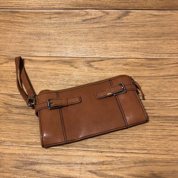 Kenneth Cole leather cognac camel women wallet, with small defect - Picture 1 of 14
